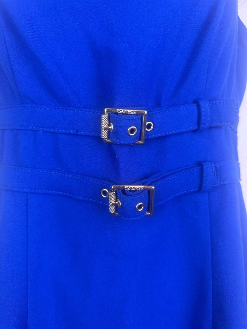 Calvin Klein Sleek Royal Blue Sheath Dress with Waist Buckle Detail - Picture 4 of 5